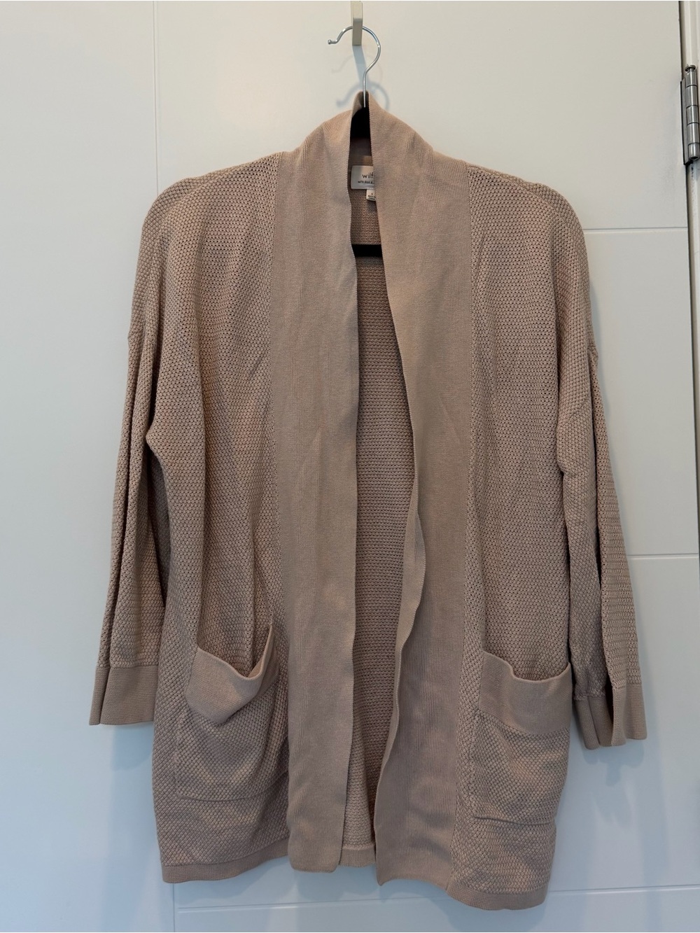 Wilfred Silk & Cashmere Open-Front Knit Cardigan Sweater S - Taupe